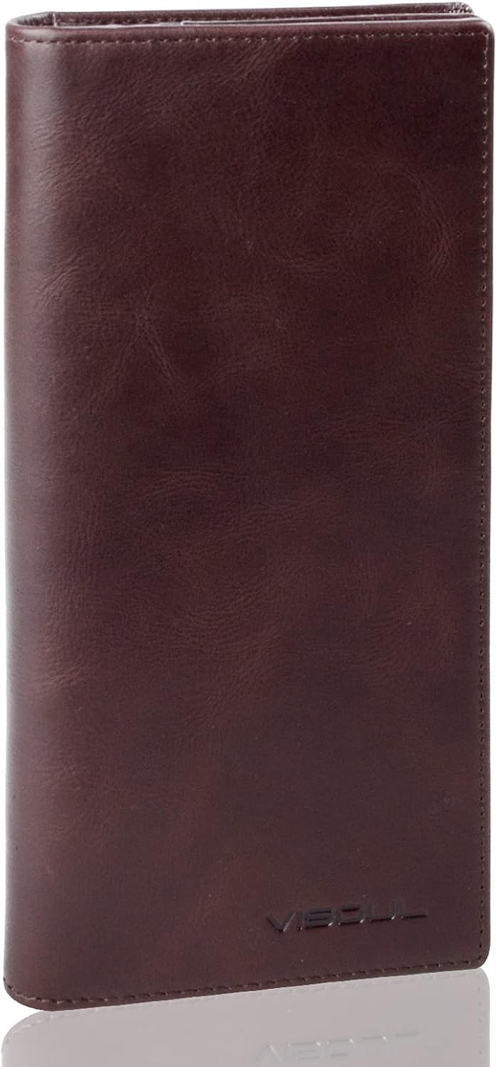 Amazon.com: VISOUL Men's Long Bifold Checkbook Wallets Genuine Leather ...