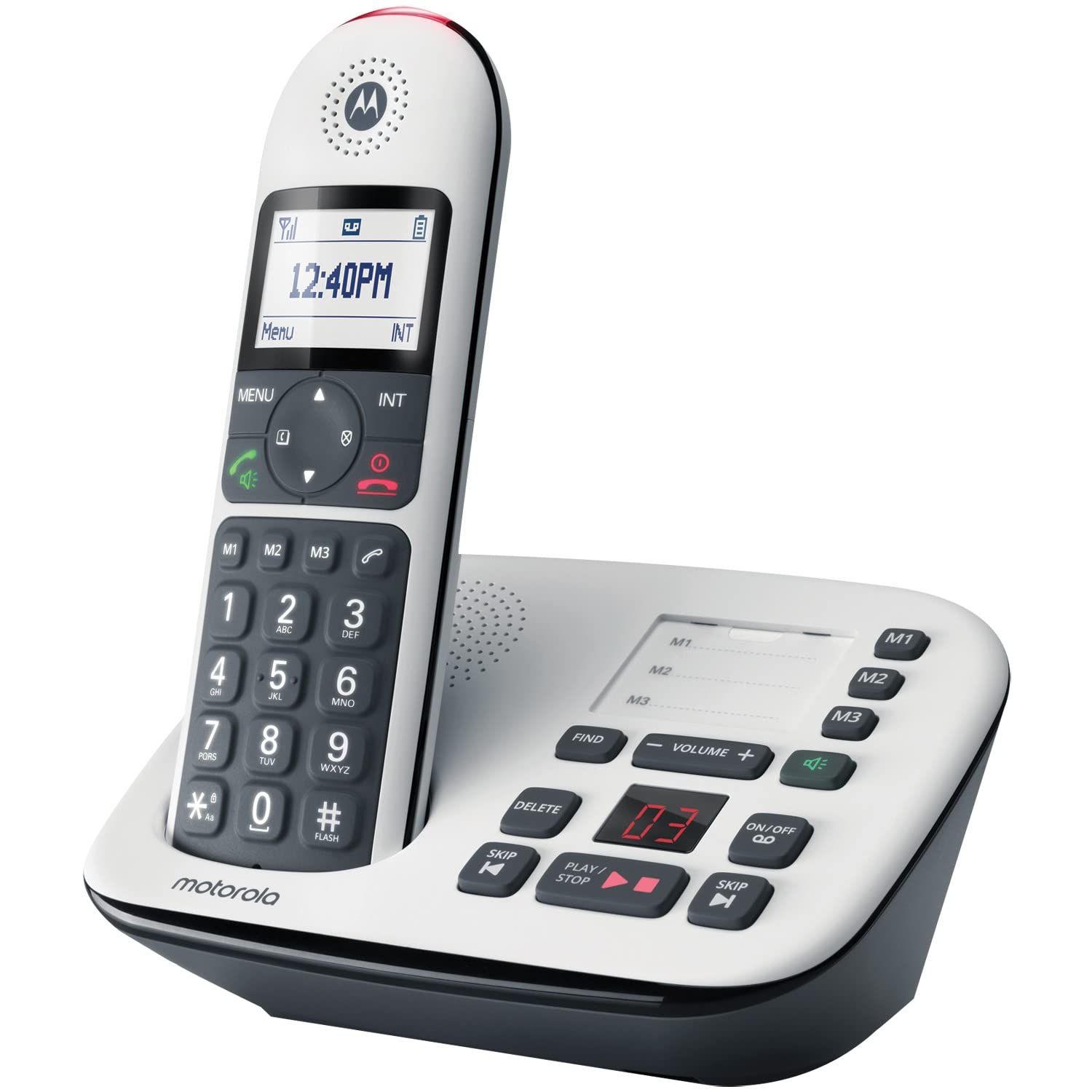 Motorola CD5011 Motorola - DECT Digitales Schnurlostelefon mit Anrufbeantworter, Anrufsperre und Lautstärkeanhebung - 1,8" Vollgrafik-Bildschirm, Silber/grau