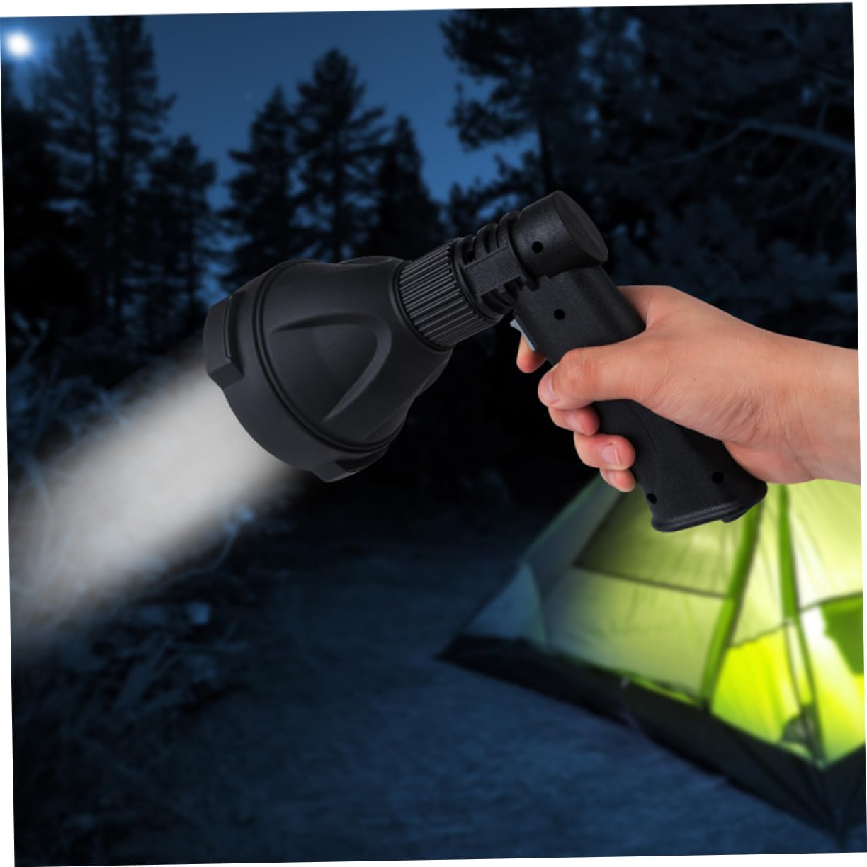 DOITOOL Wiederaufladbare LED Spotlampe mit 4000 Mah Akku und Verstellbarem Dreieckshalter 3 Leuchtmodi Tragbarer Camping Scheinwerfer für Jagd und Outdoor mit 300m Reichweite