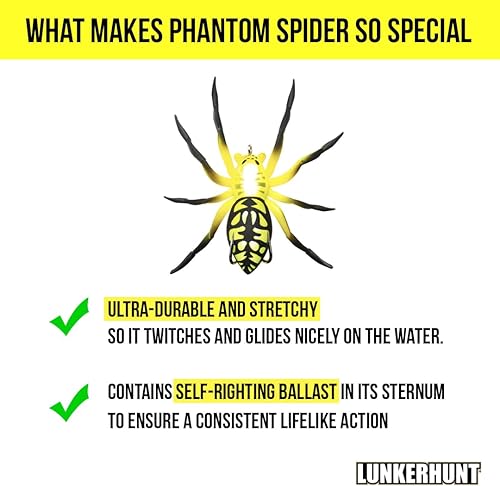 Miniatura 4 de Lunkerhunt Señuelo de pesca de araña fantasma para pesca de lubina (2 pulgadas)  Señuelo de araña con balasto de auto-corrección para una acción