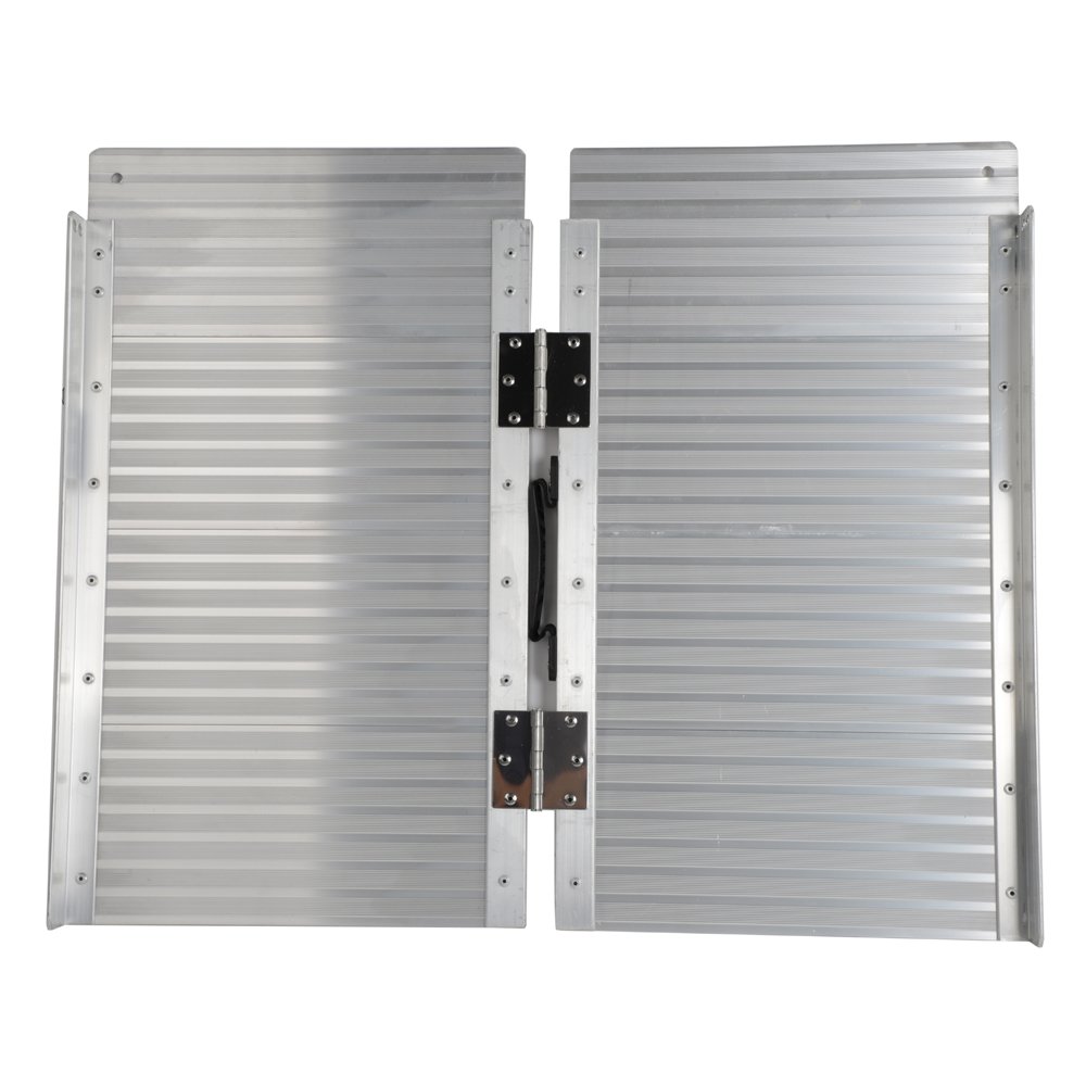 Motorhot 2FT Wheelchair Ramp Non-Skid Portable Aluminum Folding Wheelchair Ramp Mobility Scooter Ramp Home Steps Stairs Doorways Curbs 600lbs Capacity, 24" L x 28.3W Silvery