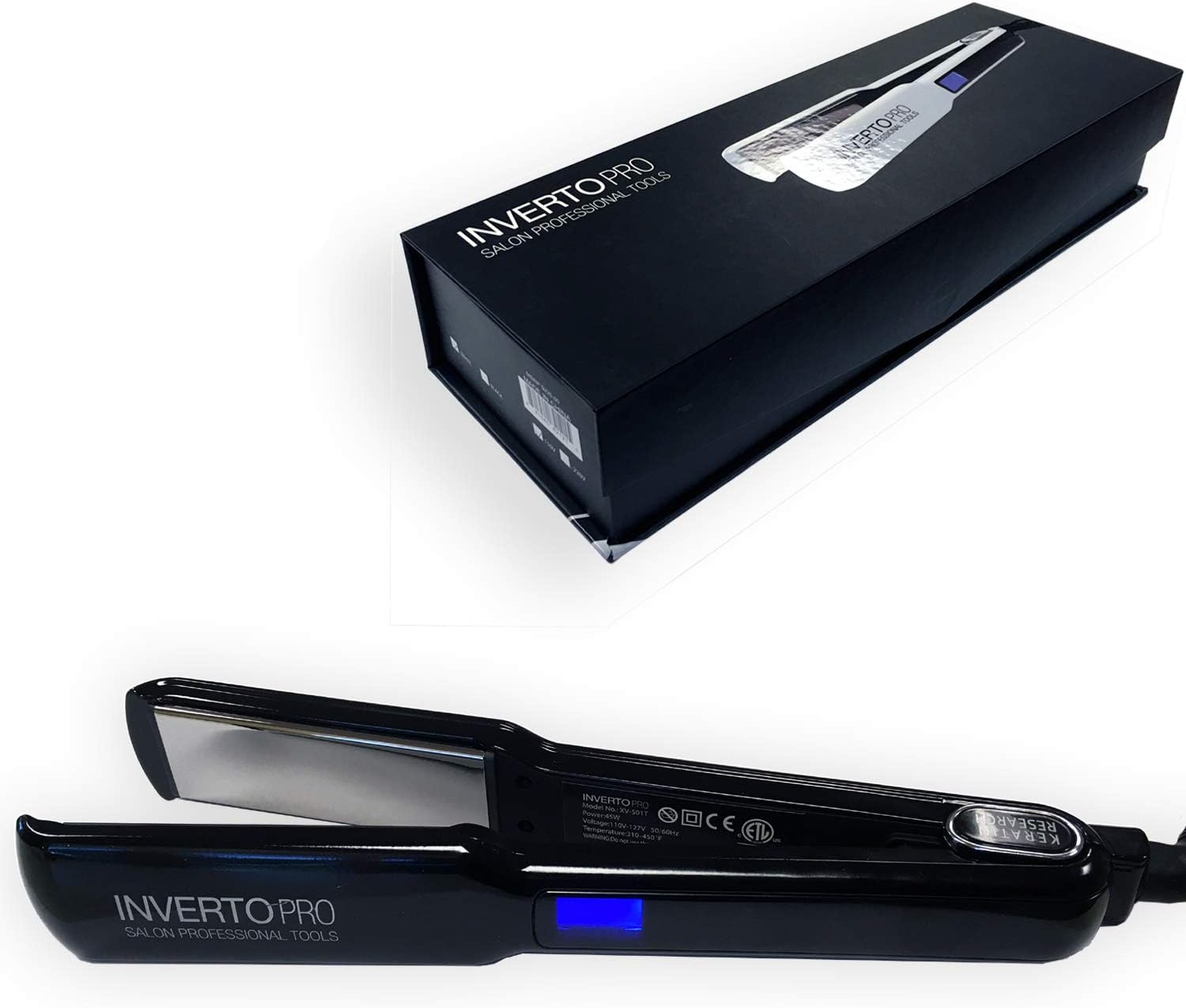 Super Professional Flat Iron Hair Straightener, (110V Black) Pro Silver Titanium Plates 1.5" for Keratin Treatments and Salon Duty Best Iron Ever Made