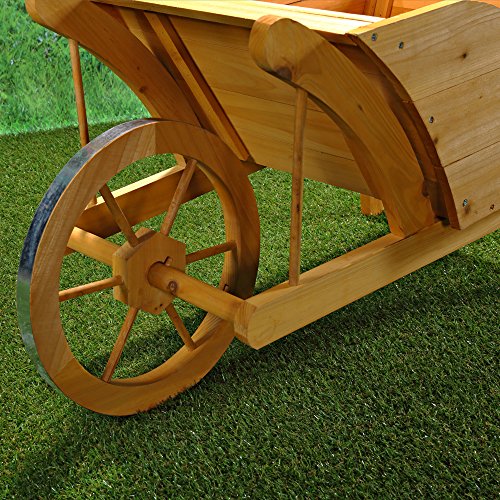Brouette en bois décorative EDV-PRO pour fleurs de terrasse