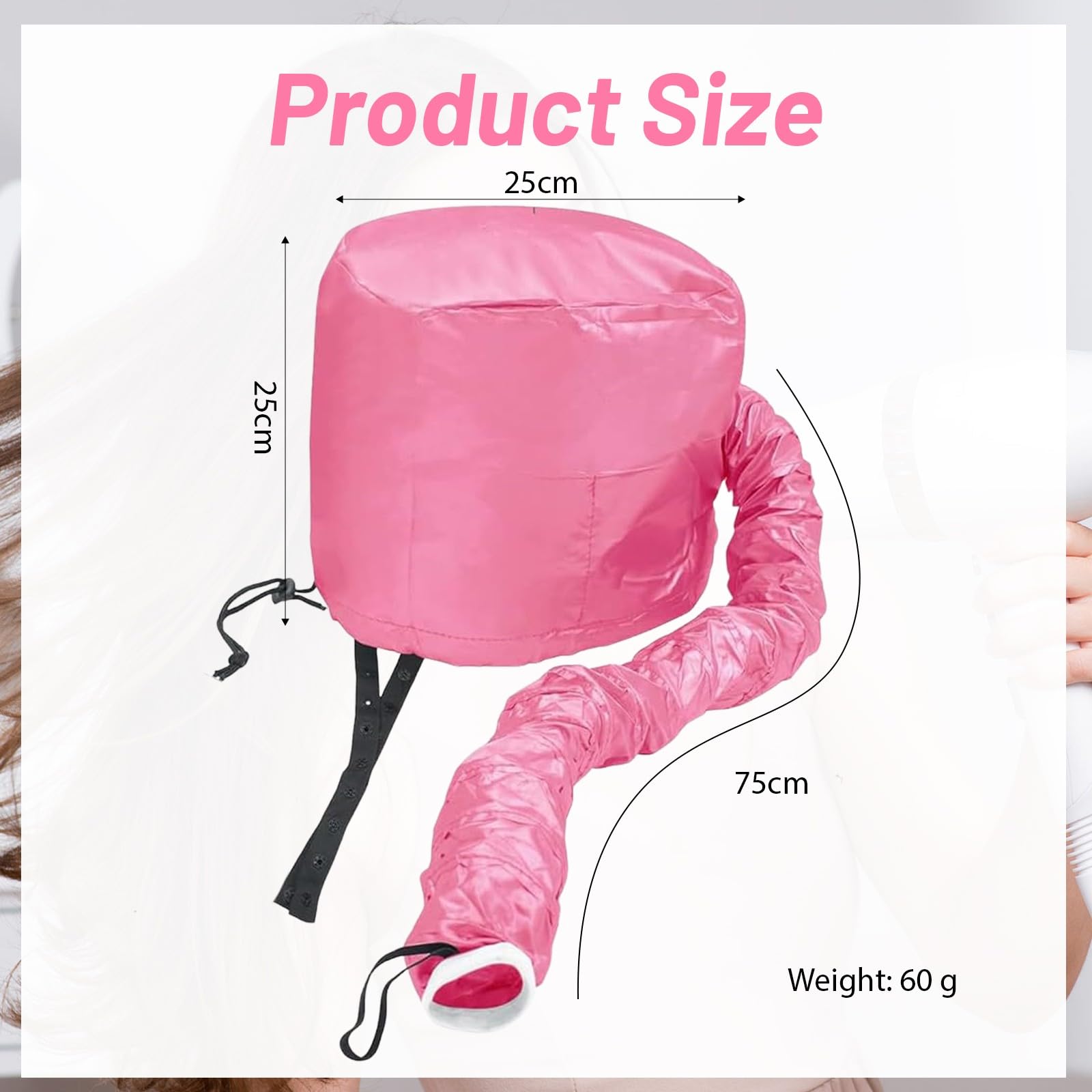 Gorro Secador de Pelo, Cordón Ajustable para Secar, Casco de Secado para Secador de Pelo, accesorio para secador, gorro de secado tipo casco, para Secar, Peinar, Rizar y Acondicionar Profundamente — view 5