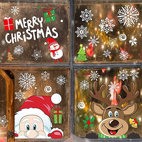 Flysee Pegatinas Navidad para Ventanas, adornos navideños, Pegatina Copo de Nieve Navidad, Decoración de Navidad para Ventana de Casa y Tienda