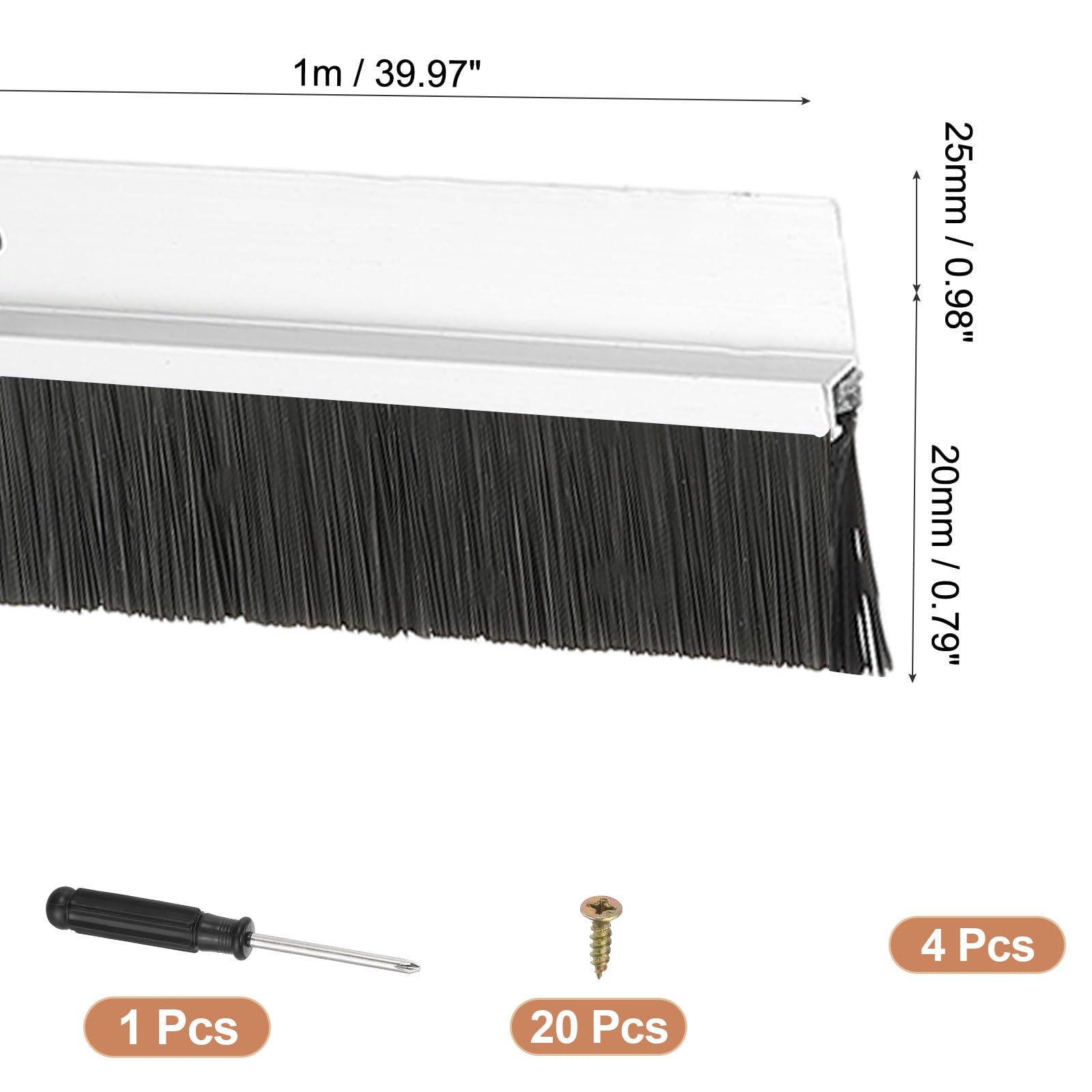 PATIKIL Door Brush Sweeps 0.79" Bristles x 39.37" Long - Image 2