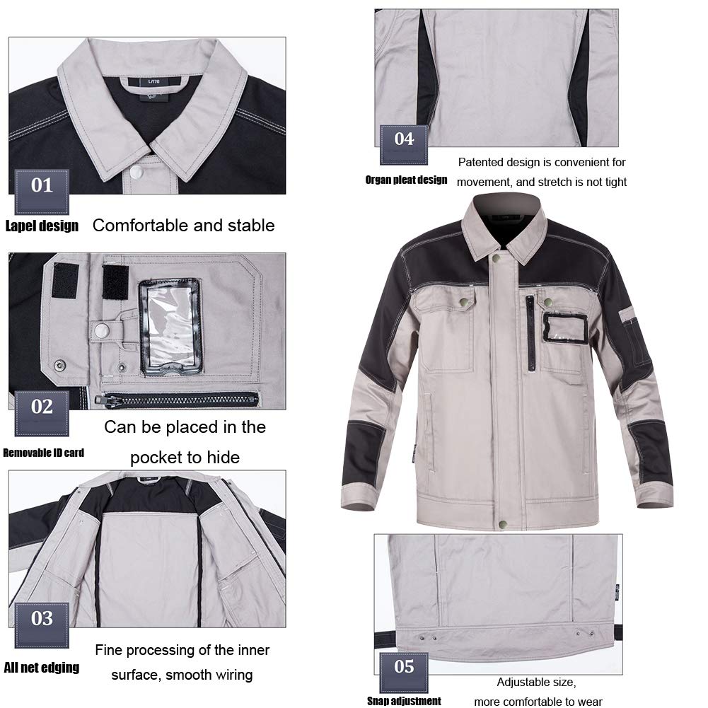Manteau de travail pour soudeur 100 % coton 4 saisons anti-statique anti-brûlure pour soudeur usine, construction, réparation automobile, B et XXL