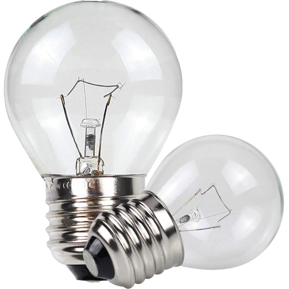 TIANFAN 2-Pack G45 Incandescent Bulb 40W Round Ball E27 300°C Oven Bulb Salt Lamp Bulb