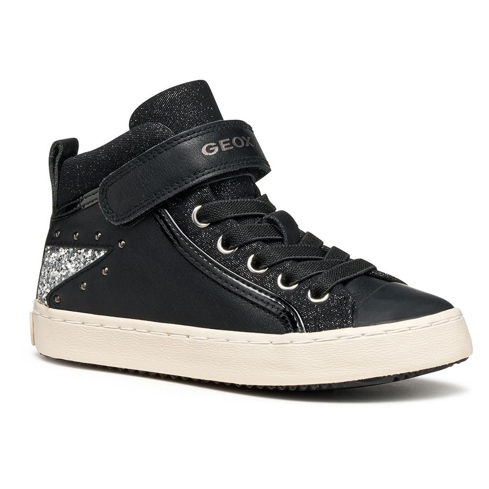 Geox Junior J Kalispera Girl Sneakers, Black/Dk Silver, 27 EU