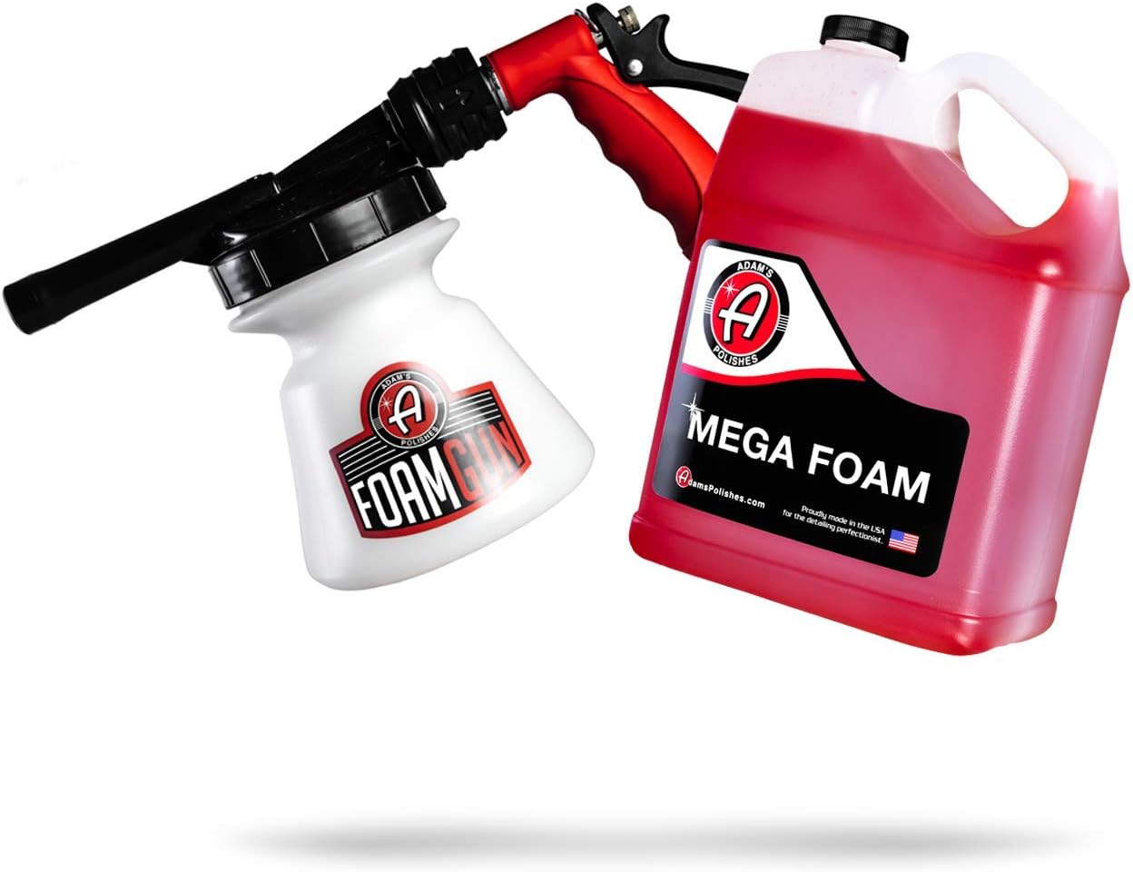 Adam’s Standard Foam Gun & Mega Foam - Car Wash & Car Cleaning Auto Detailing Kit | Soap Shampoo & Garden Hose for Thick Suds | No Pressure Washer Required | Car Wax Tool Supplies