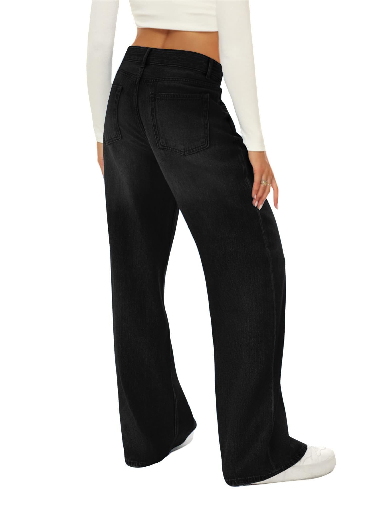 HDLTE Women Wide Leg Jeans High Waist Baggy Jeans Loose Boyfriend Jeans Denim Pants Y2K