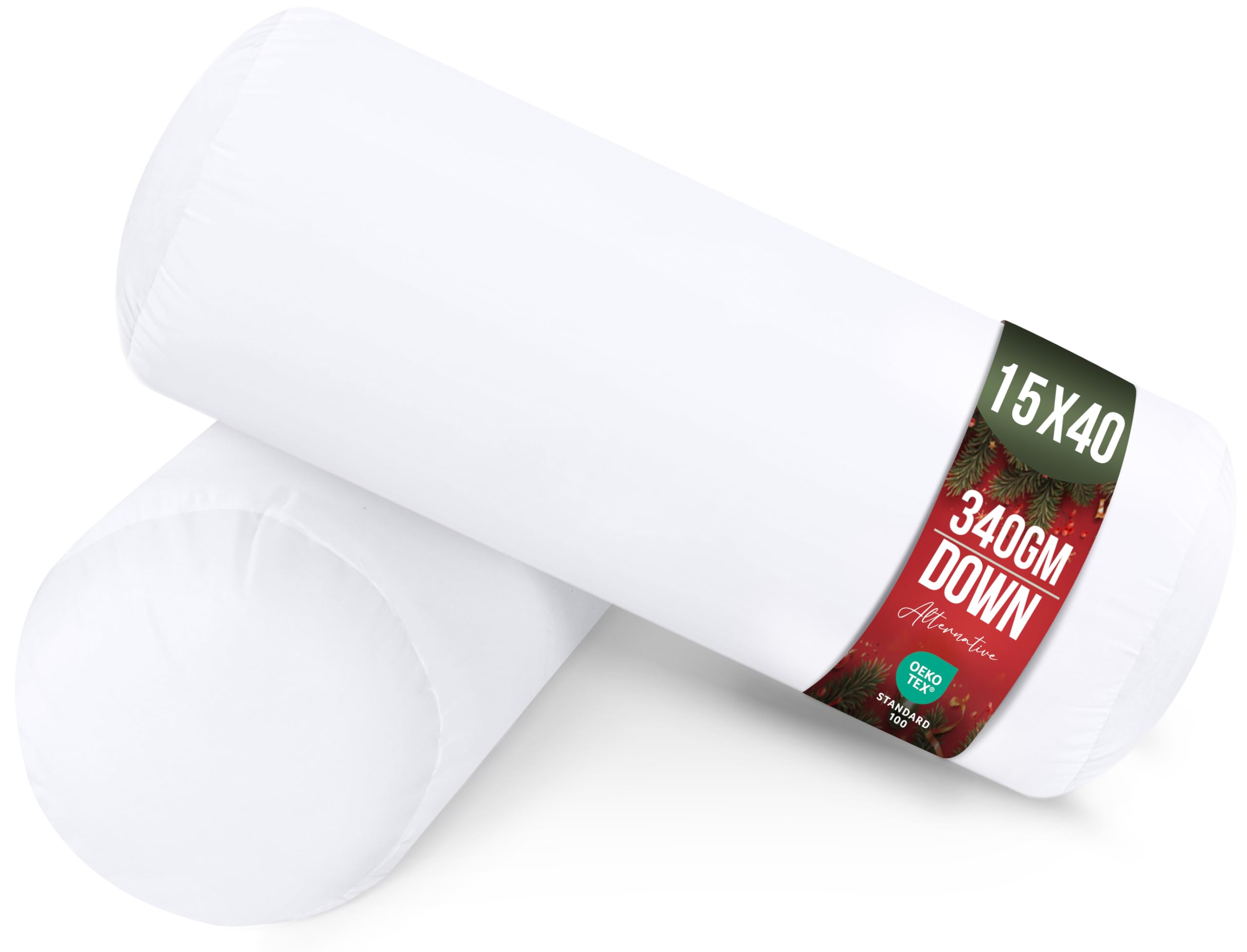 Utopia Bedding Pillow Roll (Pack of 2), 15 x 40 cm (6” x 16”) Support Pillow, Hollowfibre Bolster Cushion (White)