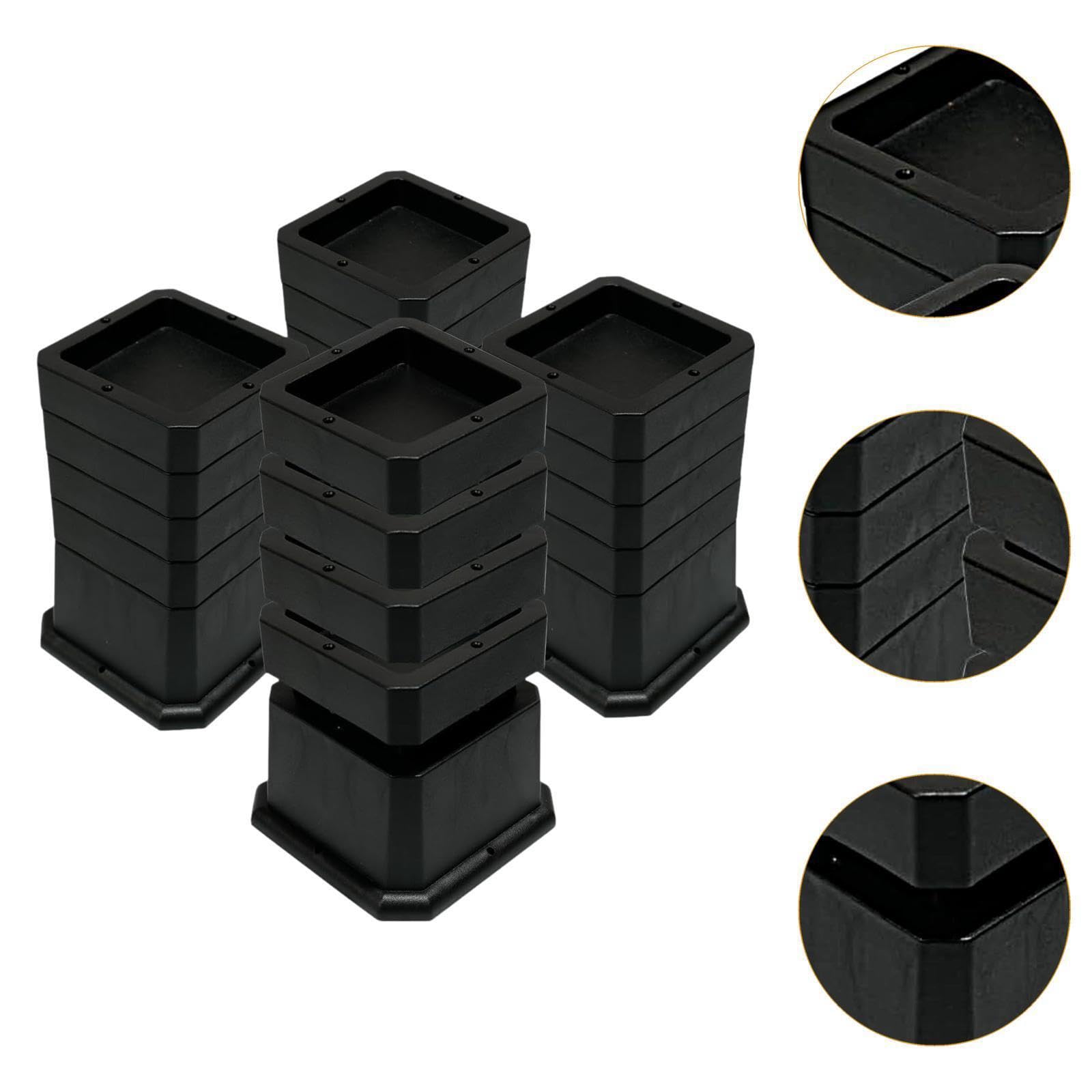 Elevadores de muebles que ahorran espacio, Negro 6 pulgadas | resistentes, elevan camas, sofás y pisos, al tiempo que ofrecen almacenamiento o gabinetes adicionales sin , Negro , 6