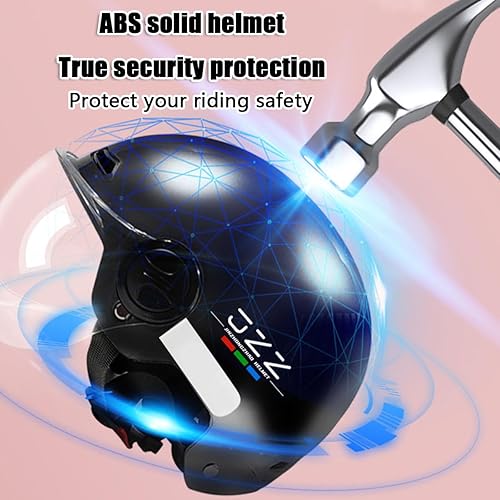 Miniatura 4 de Casco de motocicleta de cara abierta, estilo vintage, de perfil bajo, casco de media carcasa para hombres y mujeres, adultos, certificado por DOT,