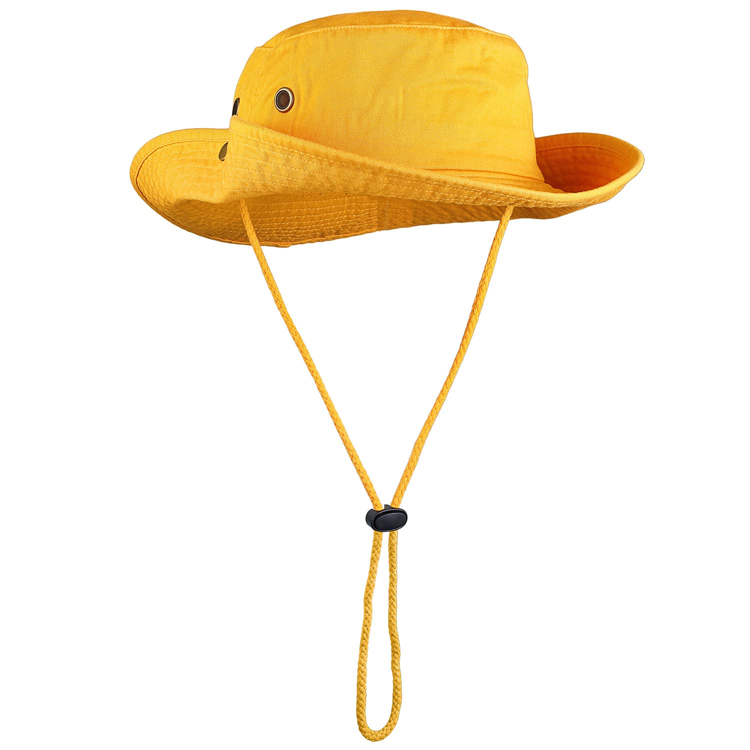 Sombrero de ala ancha para senderismo, pesca, safari, boonie, 100% algodón, protección solar UV para hombres y mujeres, actividades al aire libre, Oro, S/M