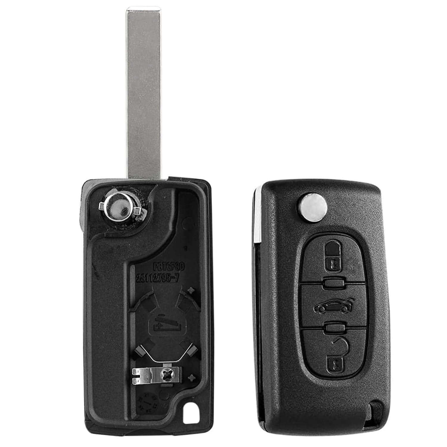 ShnminEU 2 Stück Autoschlüssel Gehäuse 3 Tasten Auto Schlüssel für Peugeot 207 307 308 407 607 807 und für Citroen C2 C3 C4 C5 C6 C8 DS3 DS4 (VA2/ CE0536) Schlüsselgehäuse Klapp Ersatzschlüssel