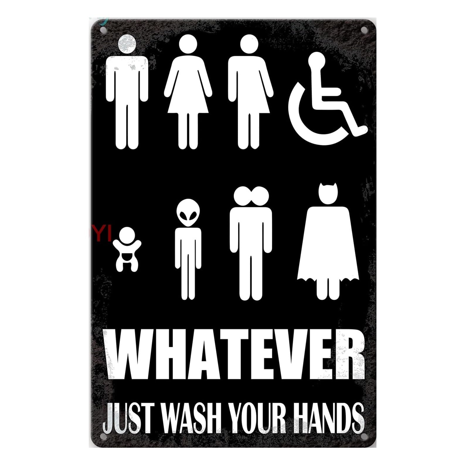Toilet Sign Sign Funny All Gender Metal Tin Wall Plaque For Bathroom Restroom Toilet Washroom(20x14cm)