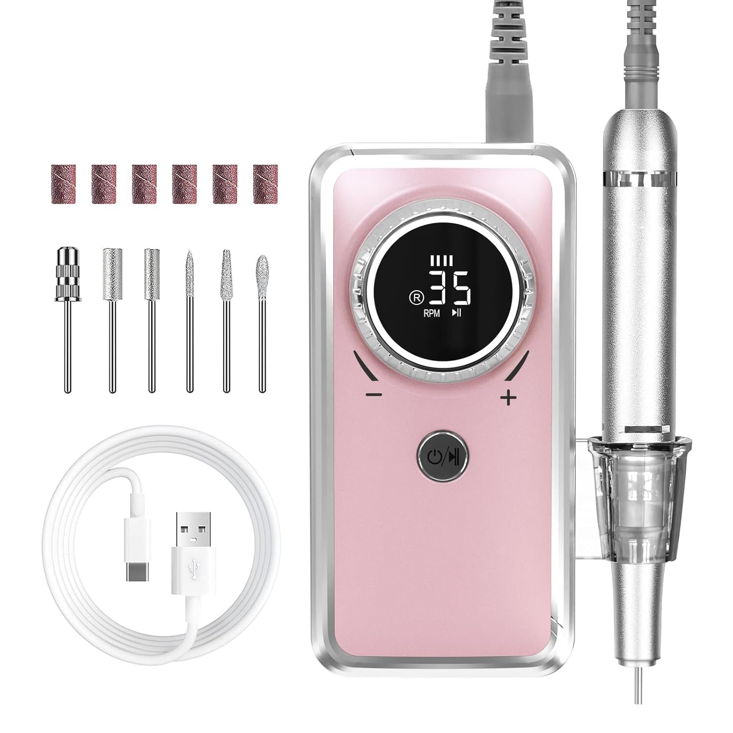 Nail Drill Professional 35000 RPM, Electric Nail File Machine for Acrylic Nails Gel Polishing Removing, Cordless E-File with Bits Kit for Manicure Salon Home(Peach Pink) Nail Drill Professional 35000 RPM, Electric Nail File Machine for Acrylic Nails Gel Polishing Removing, Cordless E-File with Bits Kit for Manicure Salon Home(Peach Pink)