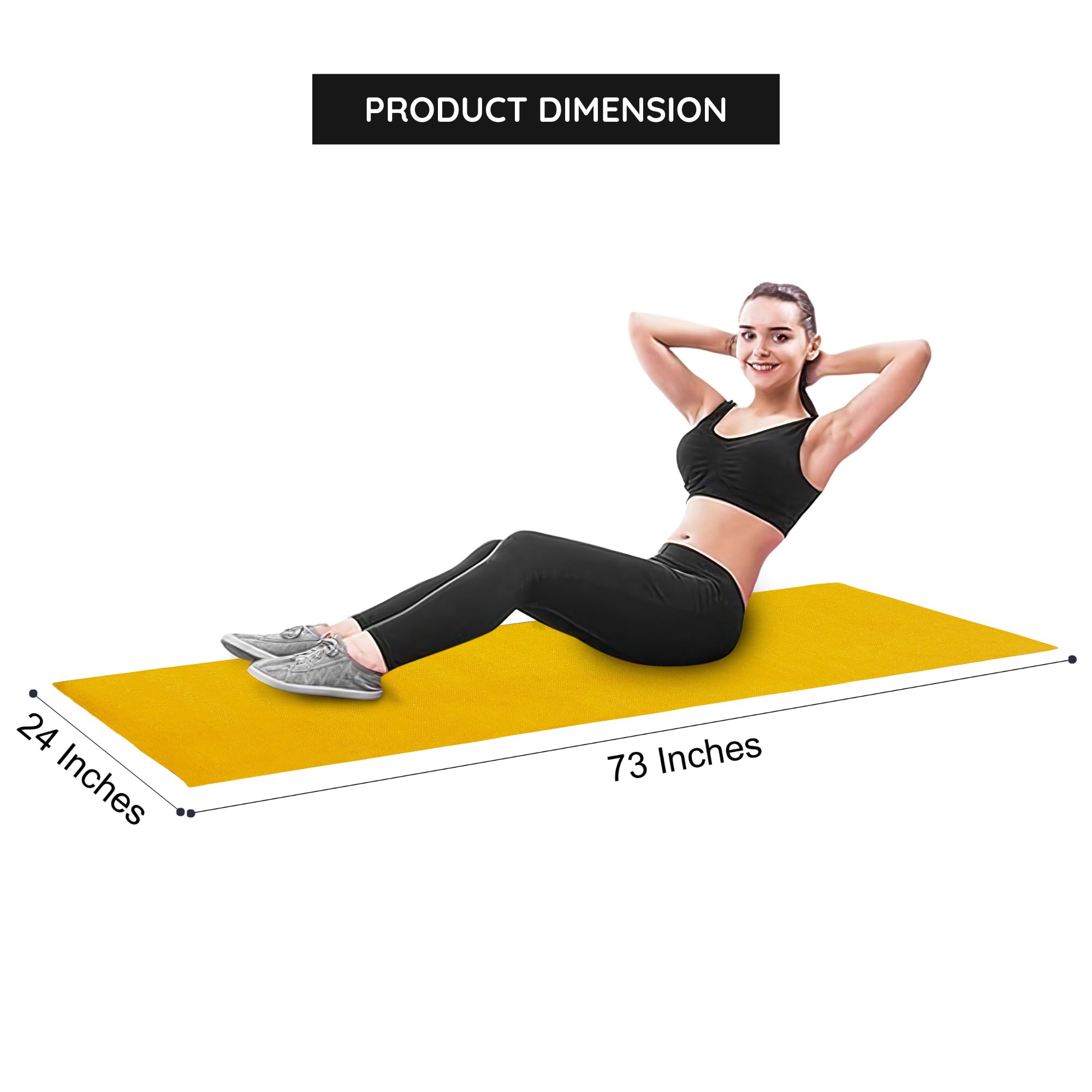 Atvi.fit Pure cotton anti-skid, machine wash yoga mat.Comes in special Christmas gift packaging β perfect for Christmas gifting 73inches x 24inches, 5mm thickness (Yellow) With Tote bag (This year Consistency Excuses) 1