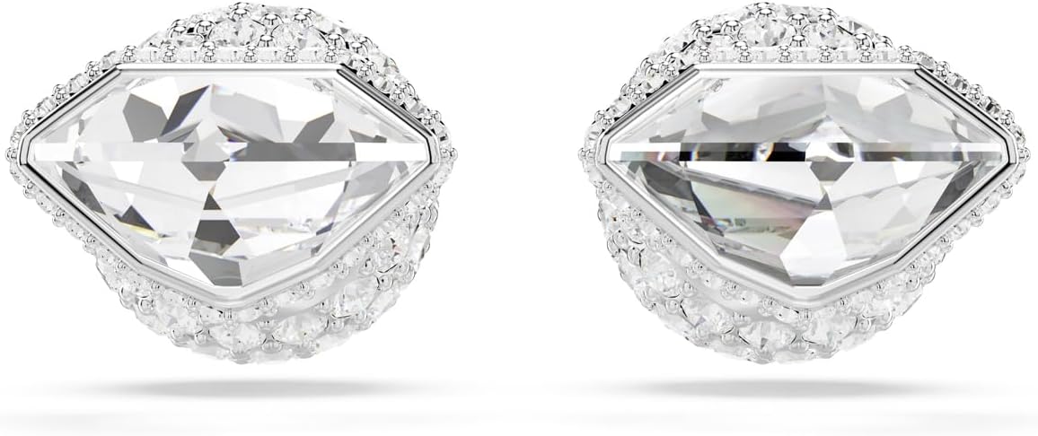 Swarovski Lucent stud earrings, Pavé, Ball, Clear, Rhodium Finish