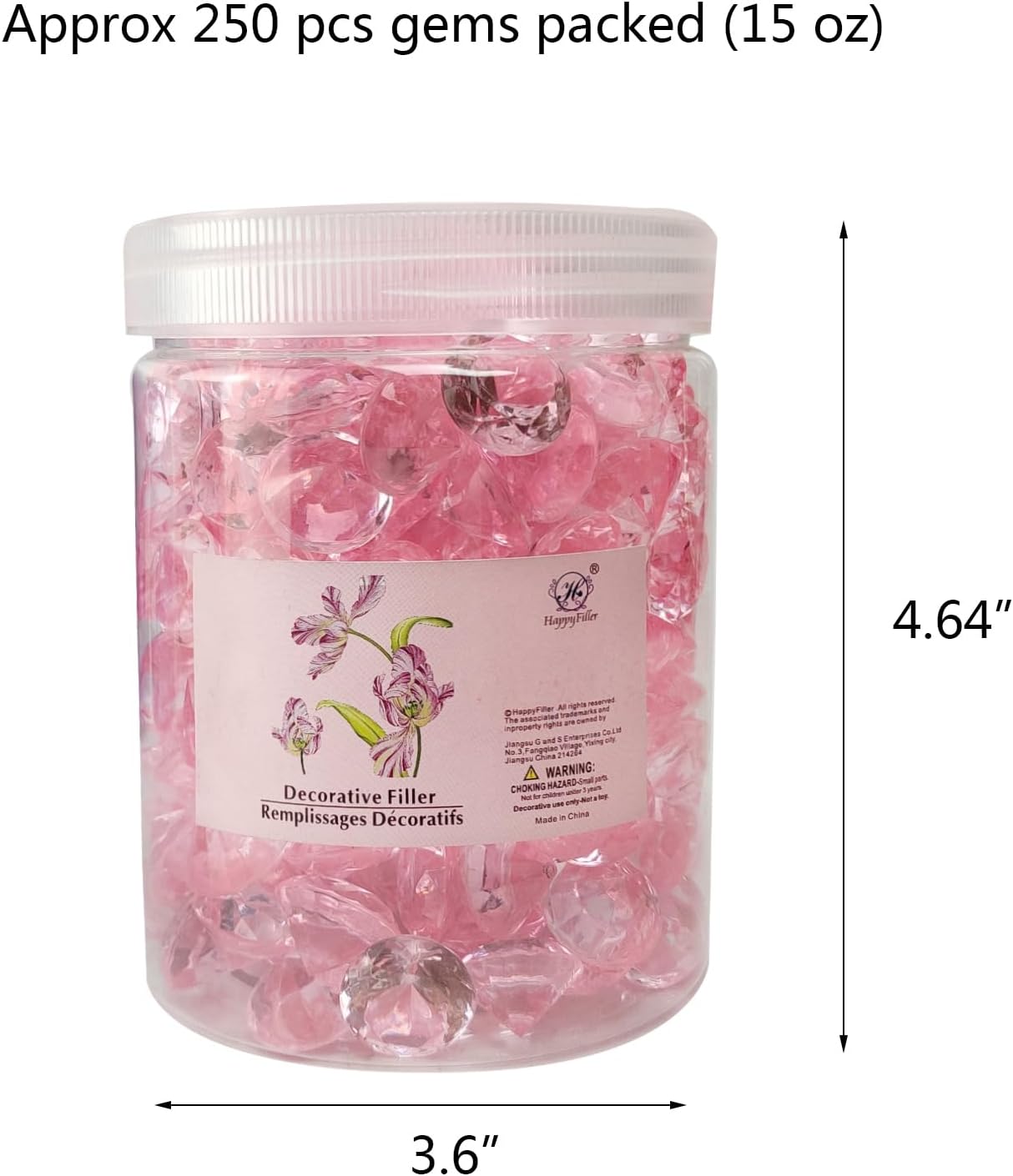 HappyFiller 250 PCS Pink Acrylic Crystals Gems 20 mm Fake Diamonds Valentine Day,Party Favors Confetti Wedding Reception Decorations Table Scatter Poppers,Arts Crafts,Vase Fillers - Image 9