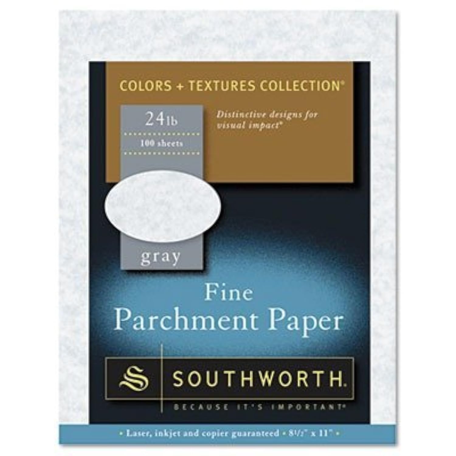 Parchment Specialty Paper, 24 lbs, 8-1/2 x 11, Gray, 100/Box, Sold as 1 Package