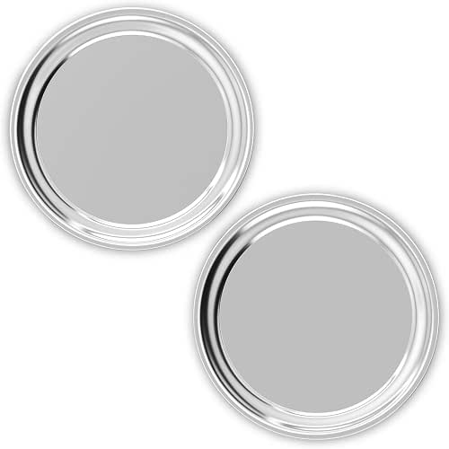 Stainless Steel Round Serving Tray 13.3 Inches Bar Silver Tray