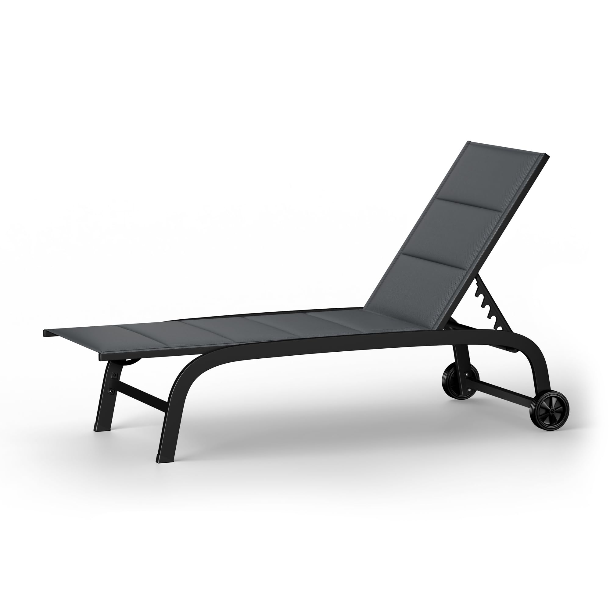 blumfeldt Sonnenliege, Gartenliege mit Verstellbarer Rückenlehne, Liegestuhl mit Rahmen aus Aluminium, Lounger mit wasserfesten Bezügen, mit Bodenrollen, Typ: Limala, schwarz