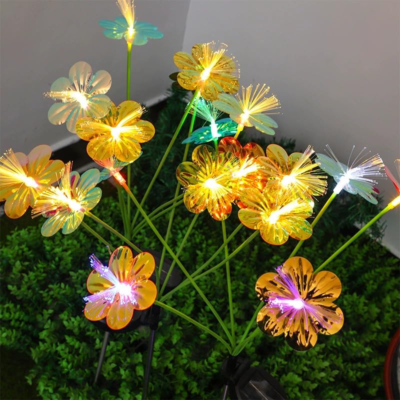 DAJASD Flower Solar Lights Outdoor Garden, 2 Pack 10 LED Color-Changing Swaying Flower Lights