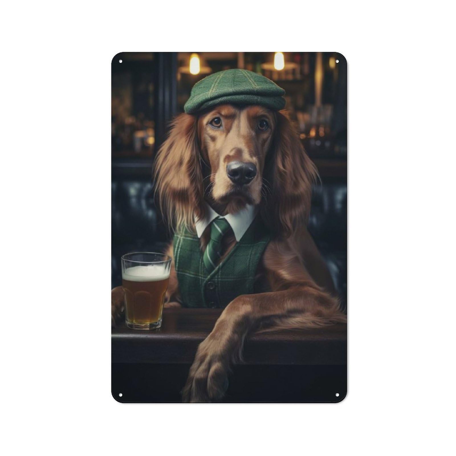 Junmoney Irish Setter At The Pub For Studio Or Craft Room, Retro-Style Tin Sign 30X20cm, For Metal Sign Collectors, For Garage And Workshop Walls