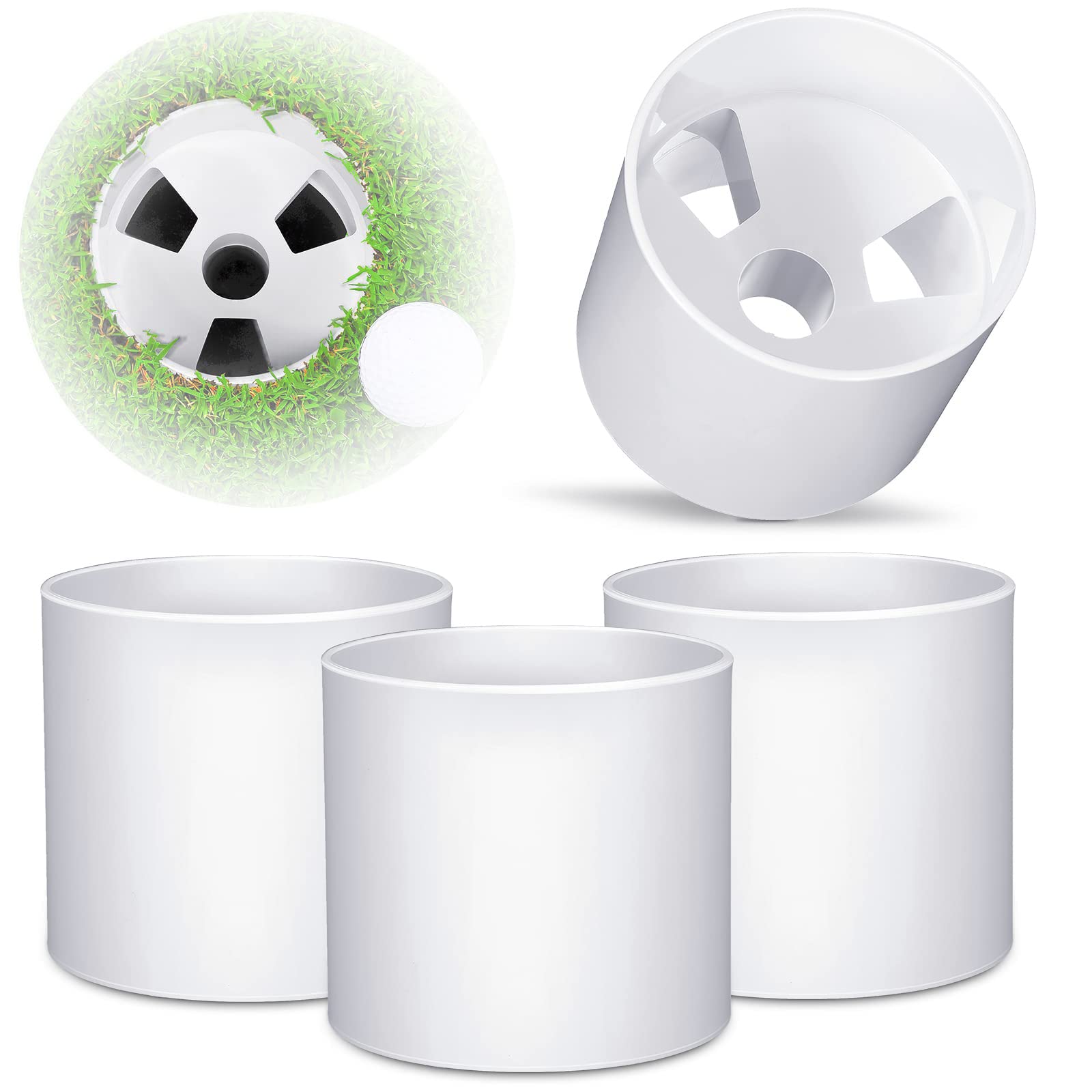 Golf Putting Cup, 4-Inch Hole for Outdoor Indoor Practice, ABS Plastic, 4PCS White