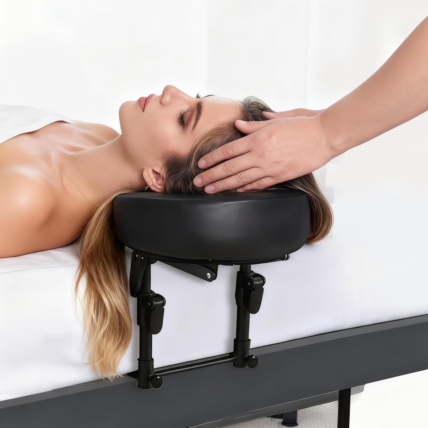 Massage Headrest for Bed, Massage Home Mattress Top Massage Bed Head Extension Kit, Adjustable Headrest Face Cushion Massage Table at Home, Face Down Pillow After Eye Surgery (Black)