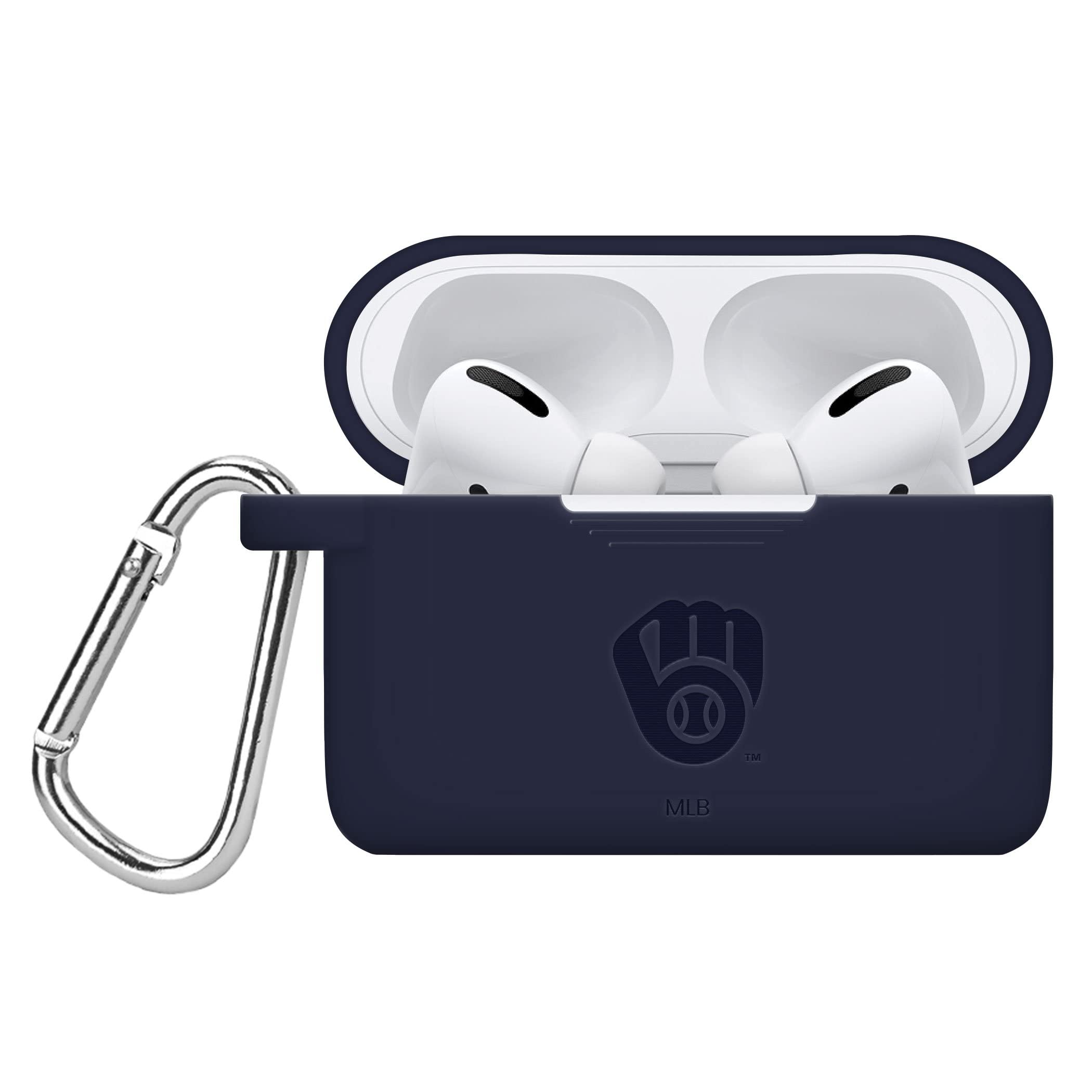 Game Time Milwaukee Brewers Engraved Silicone Case Cover Compatible with Apple AirPods Pro (Navy)