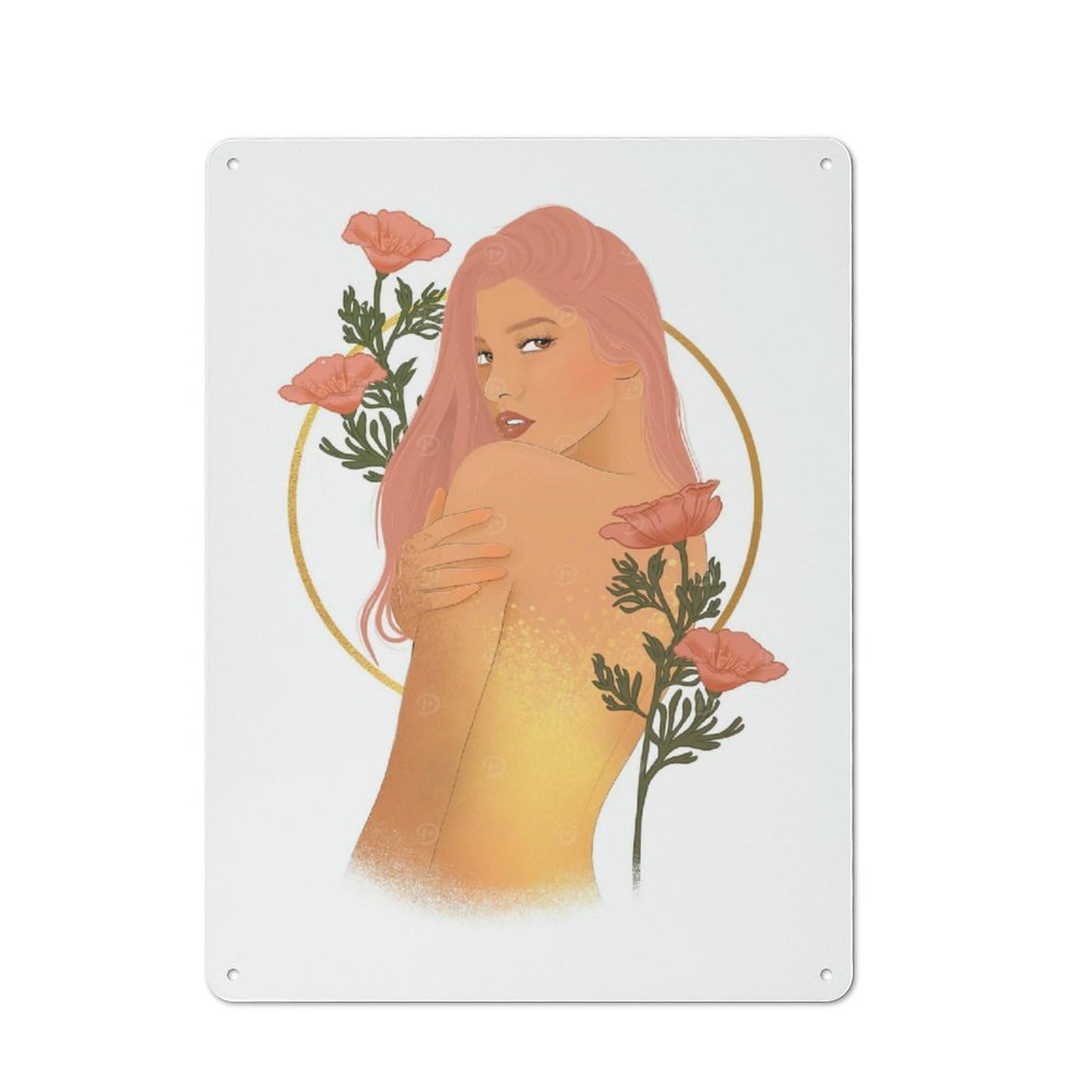 Rustic Tin Wall Sign 40x30cm Featuring Fantasy Girl, Bistro Wall Plaque for Restaurant, Kitchen, Counter Or Breakfast Nook