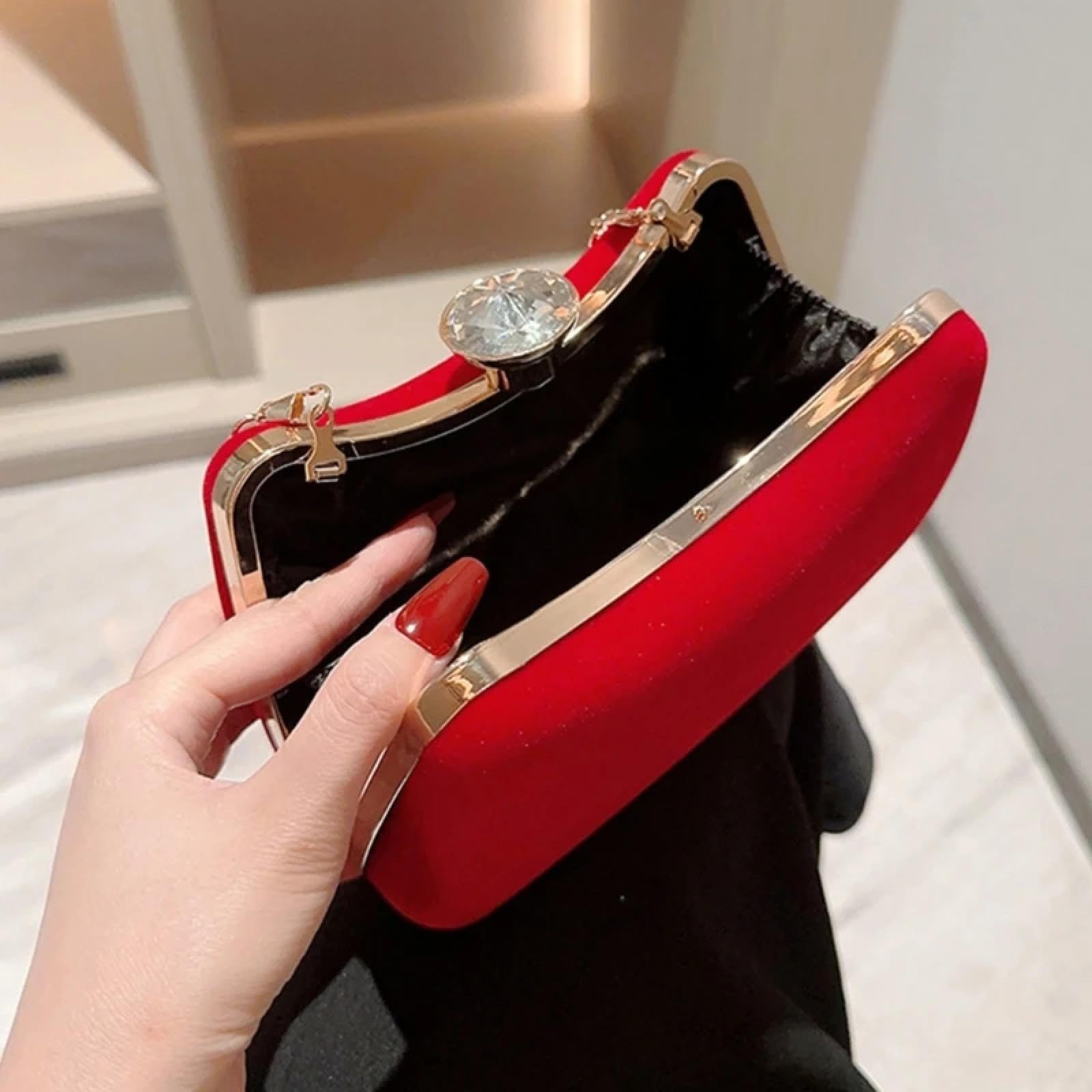 Pochette Donna Borsa da Sera in Velluto Vintage da Donna Elegante per Feste Balli di Fine Anno da Sposa Pochette Borsa A Tracolla da Donna