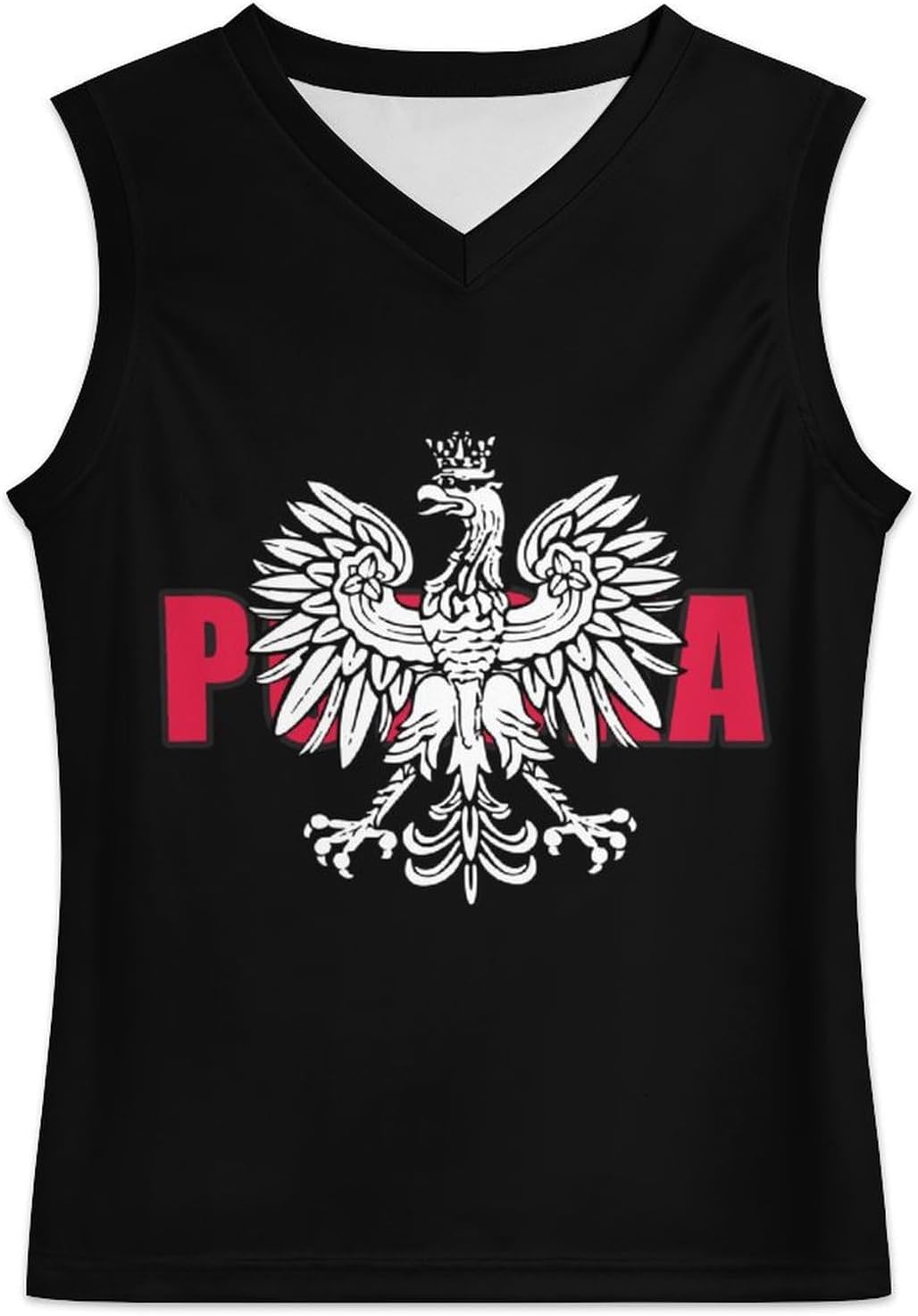 Polska Poland Polish Ea-gles Men's V-Neck Basketball Tank Top Sleeveless Workout Tank Shirts Gym Fitness Tees Vest