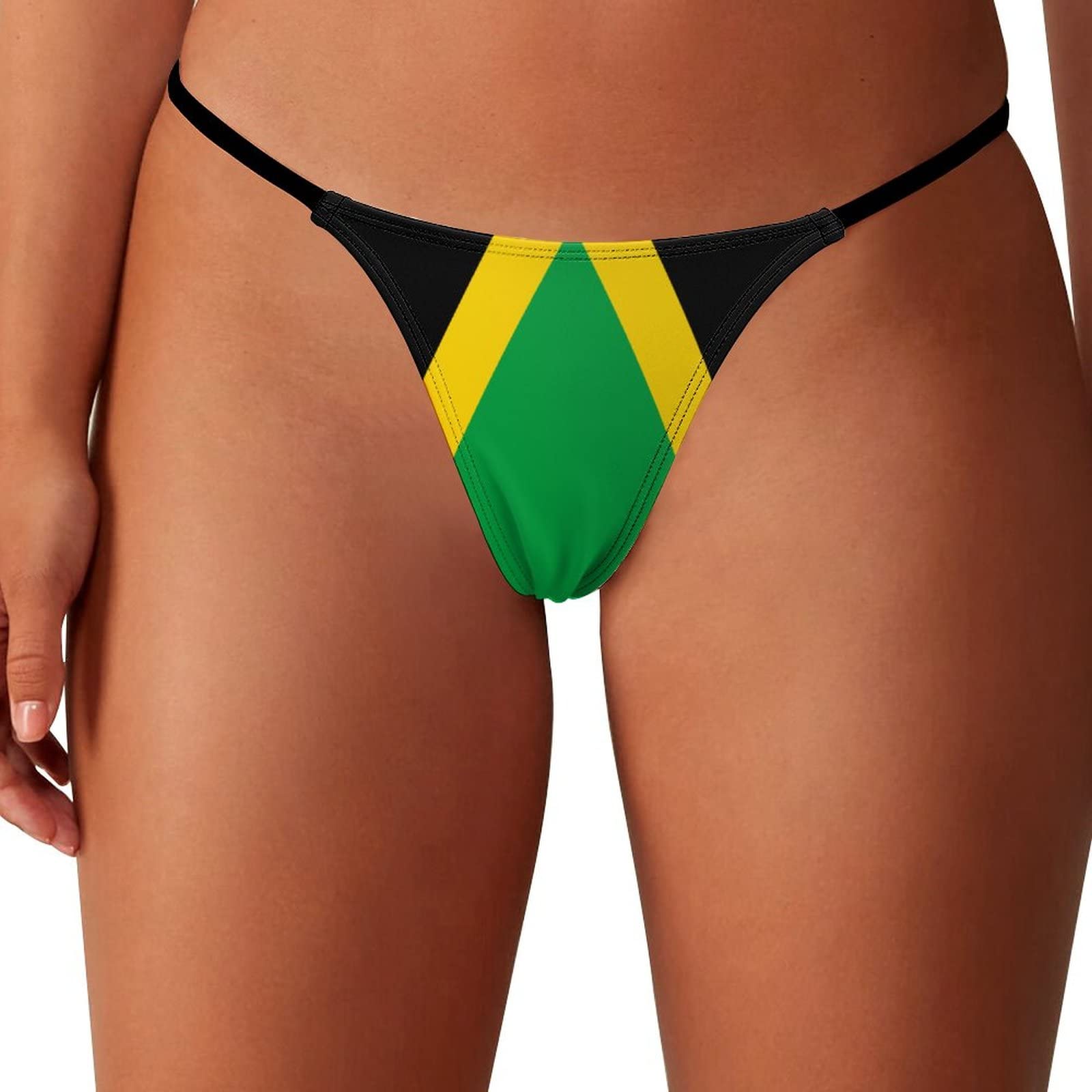 Smazdfxx Women's As Pic Jamaican Flag Print T-Back Thong For G-String Underwear Panty