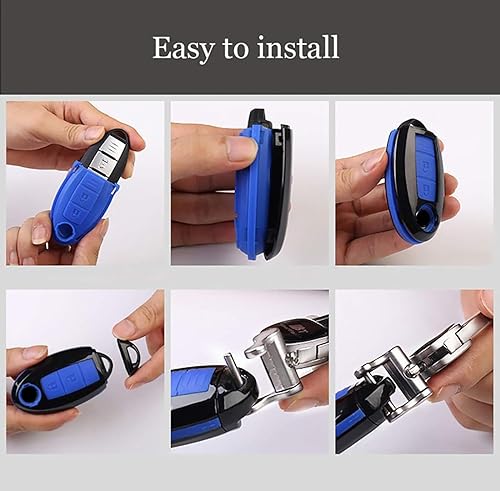 Miniatura 6 de ontto Funda para Llave de Automóvil con Mando a Distancia Inteligente de 5 Botones, Llavero, Protección para Llaves, Cadena para Llaves, Anillo para