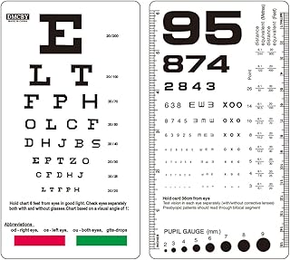 Snellen and Rosenbaum Pocket Eye Chart for Eye Exams, Double-Sided Plastic Eye Chart with Color Bars for Color Eye Vision Test 6.5x3.5 Inches (6 Feet Test Distance)