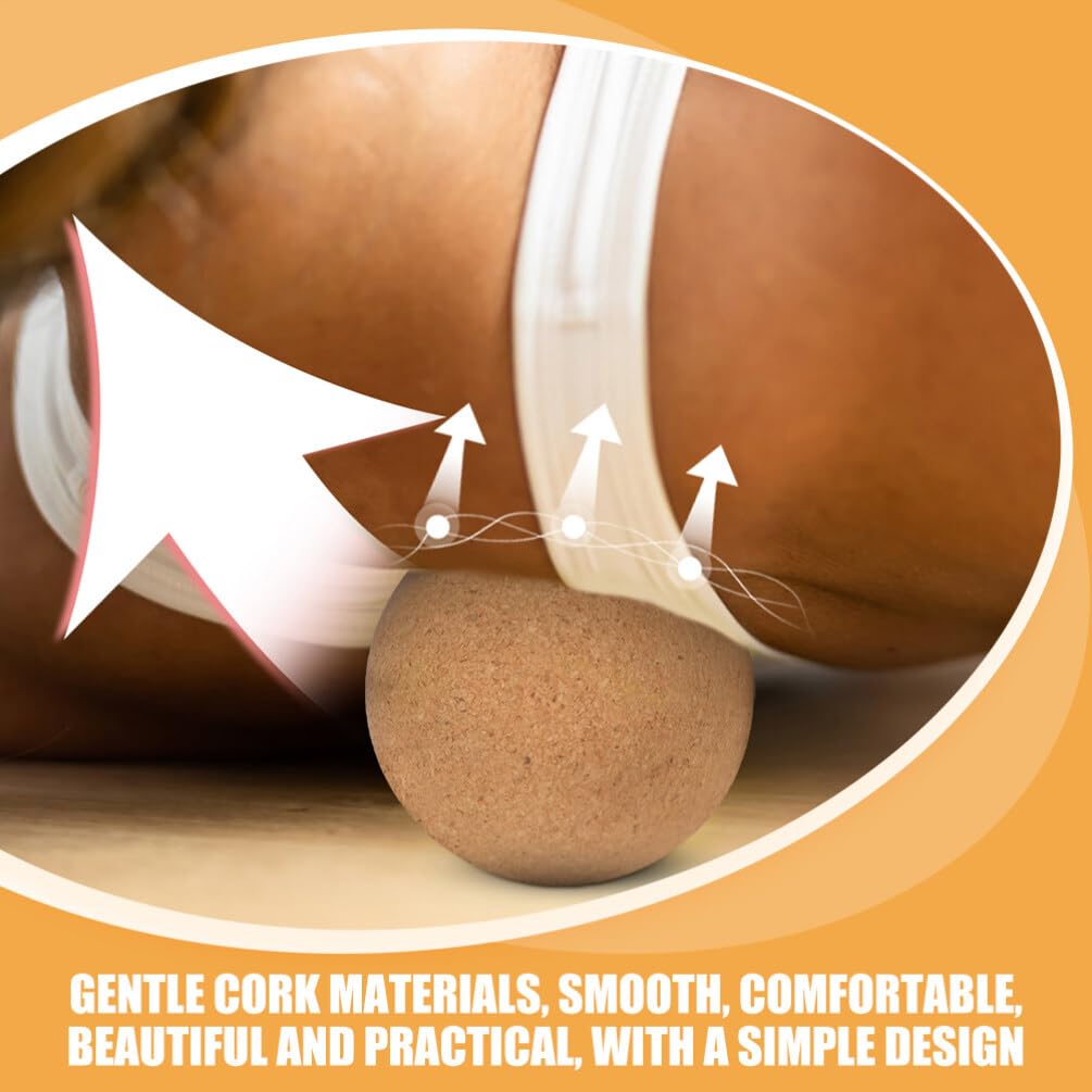 Pelota de Masaje de Corcho Marrón, 2 Piezas para Yoga | Uso en Ejercicio y Relajación, para Espalda, Cuello y Pies, Formato Compacto de Doble