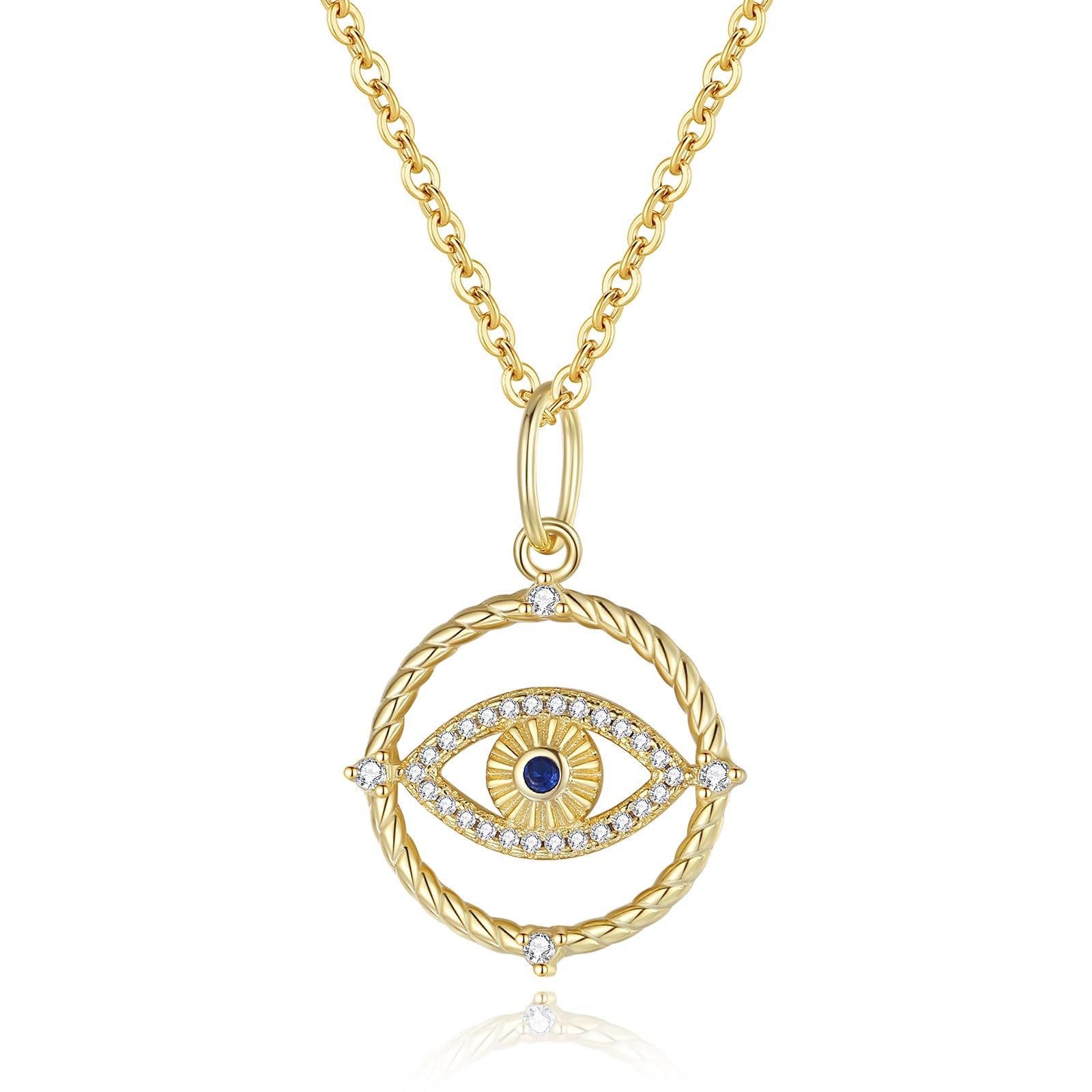 GAVUCollar de Plata para Mujer con Colgante de Ojo Turco