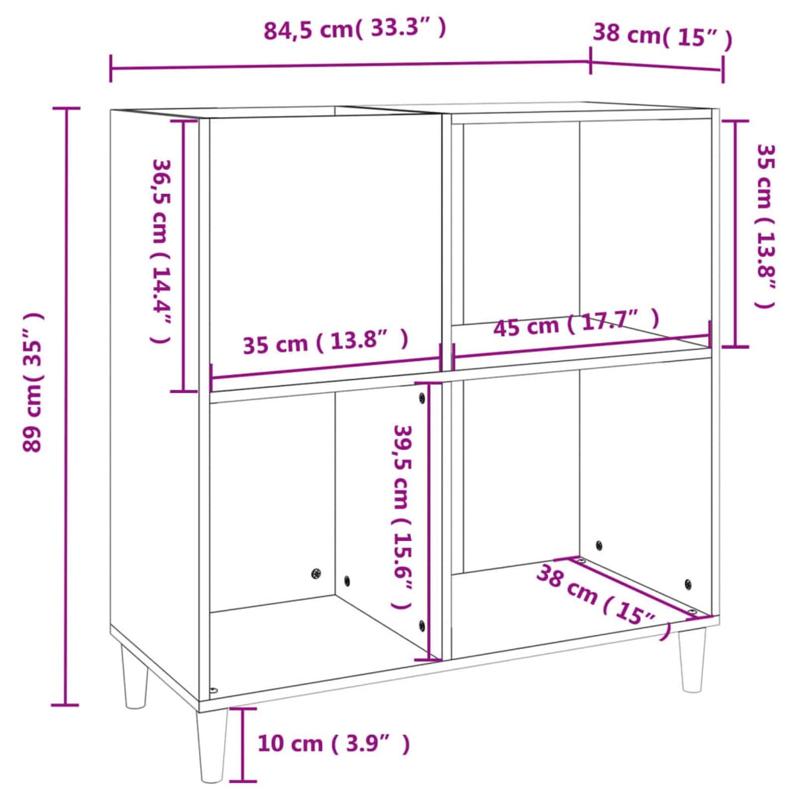 Armoire à disques Blanc 84,5x38x89 cm Bois d'ingénierie, Porte Vinyle, Meuble Platine Vinyle, Rangement