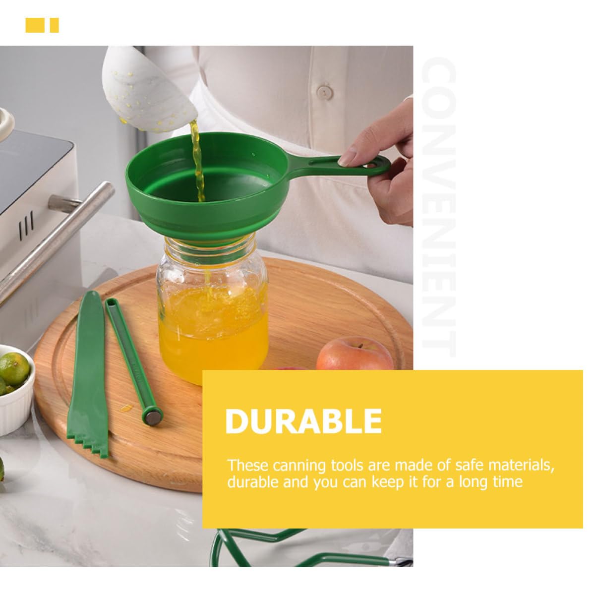 DOITOOL Set 7 Pezzi per Conservare Marmellate Kit Utensili Cucina Pinze, Imbuto e Supporto in Acciaio Inossidabile e Silicone, Facile da Pulire e Conservare, per Principianti