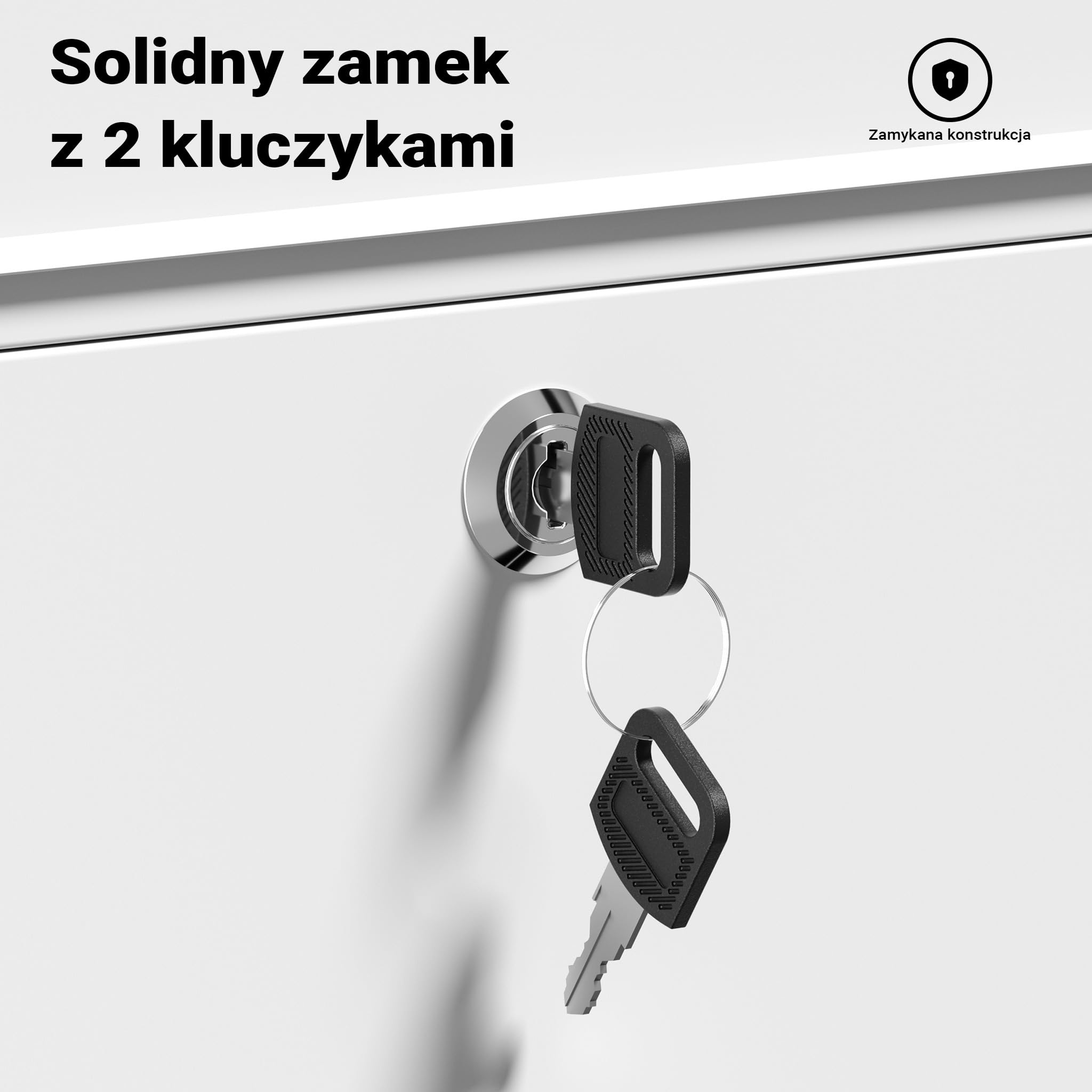 Wiltec Skrzynka na listy biała V13, stalowa z zamkiem, minimalistyczna skrzynka pocztowa do montażu na ścianie i stojaku, stal galwanizowana