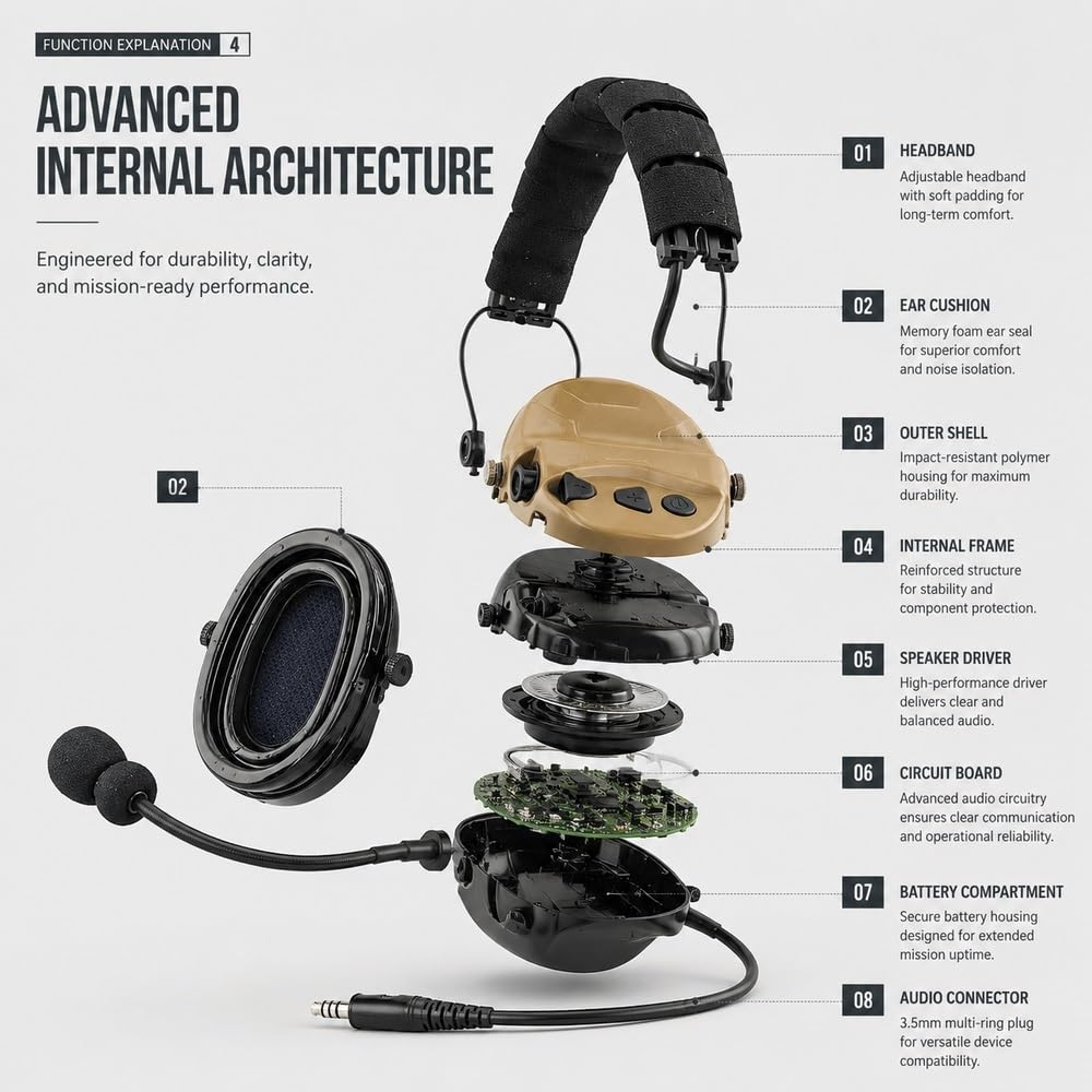Auriculares Tácticos CS Señal Digital Reducción De Ruido Captación Sonido Comunicación Montados En La Cabeza For Actividades Juegos Al Aire Libre(DE)