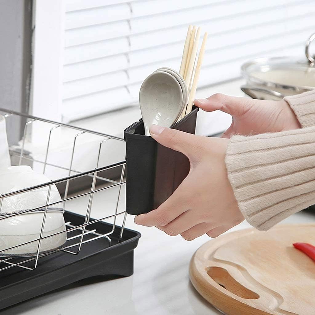 Escurreplatos Estante para Platos De Acero Inoxidable, para Cubiertos Metal para Cocina, para, Almacenamiento con Bandeja Goteo Y Cesta para Organización Cocina