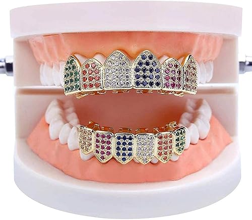 Miniatura 4 de HH BLING EMPIRE Rejilla de dientes de diamante helado para hombres y mujeres, parrillas Hip Hop de oro plateado para tus dientes, parte superior e