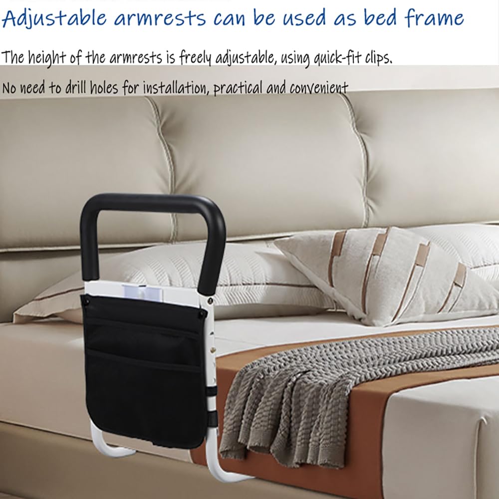 Sponde Letto Anzian,Imaniglia Letto Anziani Per Alzare,Aiuto Per Alzarsi Dal Letto Anziani,Adjustable Bed Assistance Tracks with Bag,Sensore luminoso staccabile,Fall Prevention,for Elderly,Adults