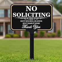 No Soliciting Signs for House With Stake, No Soliciting Sign for Front Door 14x10 inch/37 inch Height - Polite Warning with UV Ink Aluminum Sign for Lawn, Back Yard and Doorway