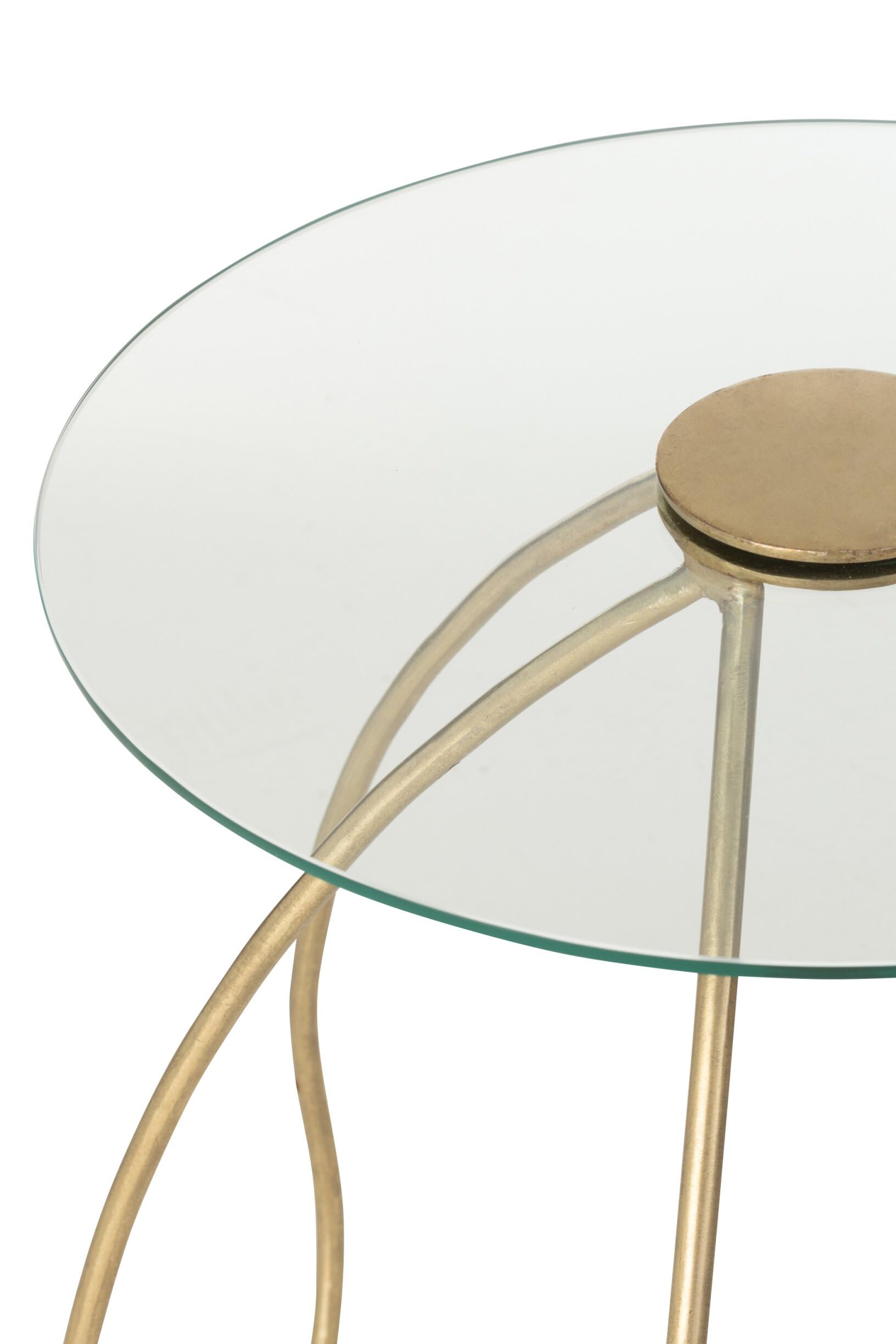 J-Line Table Rond - métal/Verre - Or - Set de 2